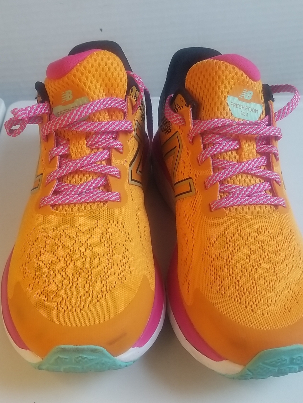 New Balance 680 Women' Yellow & Pink Athletic Sneakers